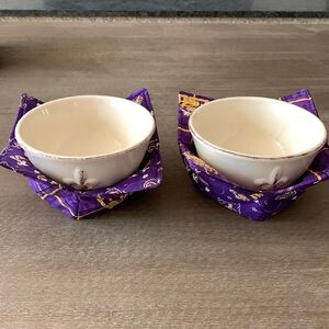 Pair of Quilted LSU Snack/Soup Bowl Cozies